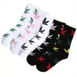 4-Pair Bundle Unisex Cannabis Novelty Crew Socks